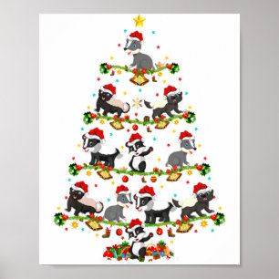 Badger Lights Xmas Santa Badger Christmas Tree  Poster