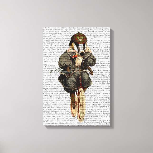 Badger on Vintage Bicycle Canvas Print (Front)