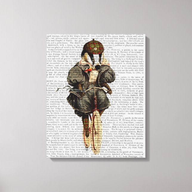 Badger on Vintage Bicycle Canvas Print (Front)