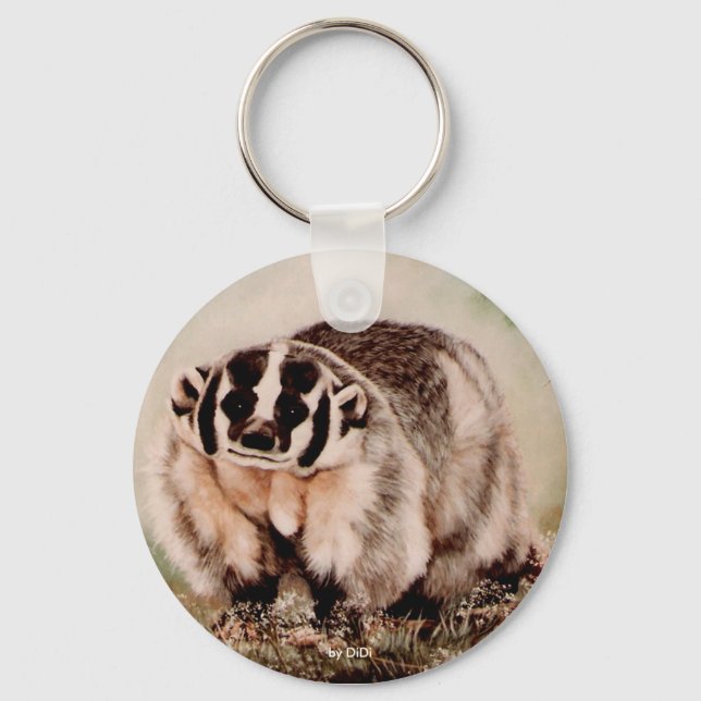 Badger, painting by DiDi Keychain (Front)