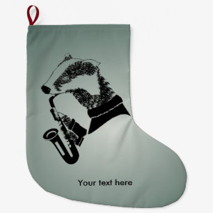 Badger Saxophone Customizable Text Large Christmas Stocking