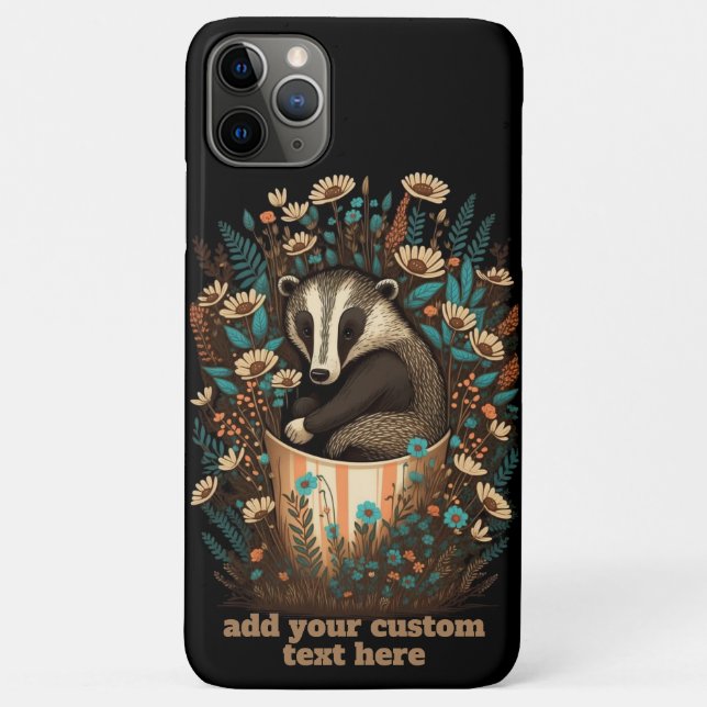 Badger Sitting Cup Wildflower Cottagecore Custom Case-Mate iPhone Case (Back)