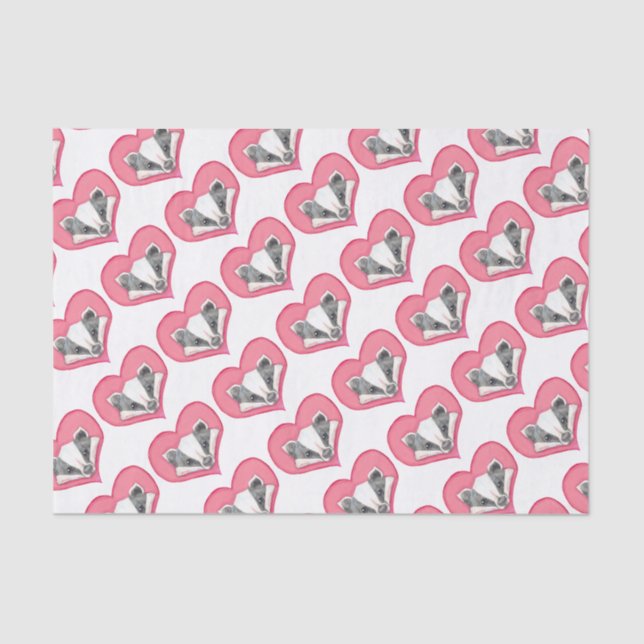 Badger Wild Animal Heart Pink Cute Love Funny Tissue Paper (Front)