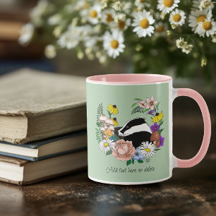 Badger Wild Flowers Mushrooms Green Mug