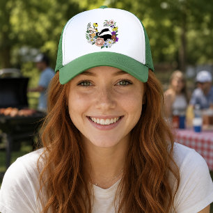 Badger Wild Flowers Mushrooms Green Trucker Hat