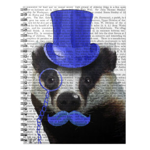 Badger with Blue Top Hat and Moustache Notebook