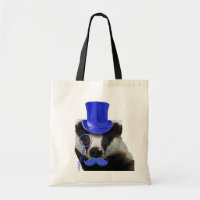 Badger with Blue Top Hat and Moustache