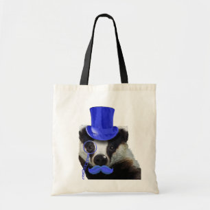 Badger with Blue Top Hat and Moustache Tote Bag