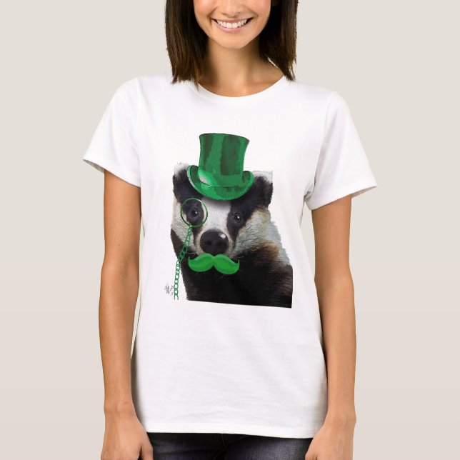 Badger with Green Top Hat and Moustache (Front)