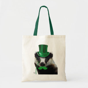 Badger with Green Top Hat and Moustache Tote Bag
