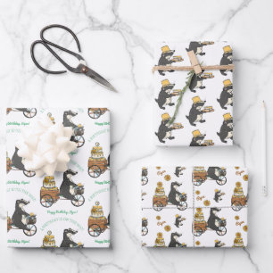 Badgers on Bike Kids Birthday Personalized Wrapping Paper Sheet