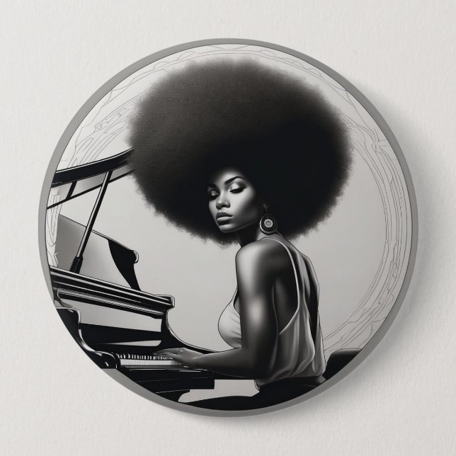 badges afrro  4 inch round button (Front)