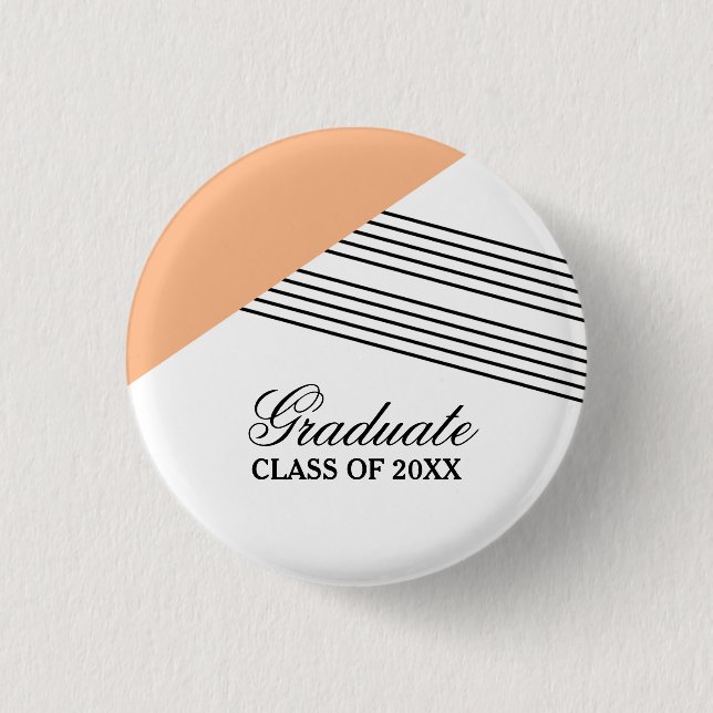 Badges Avec Agrafe Bouton de graduation orange de bande géométrique (Devant)