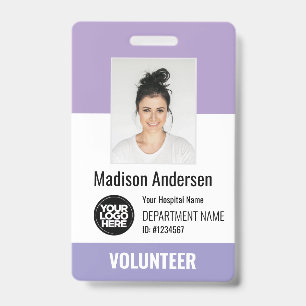 Badges de photo d'identification de bénévole avec