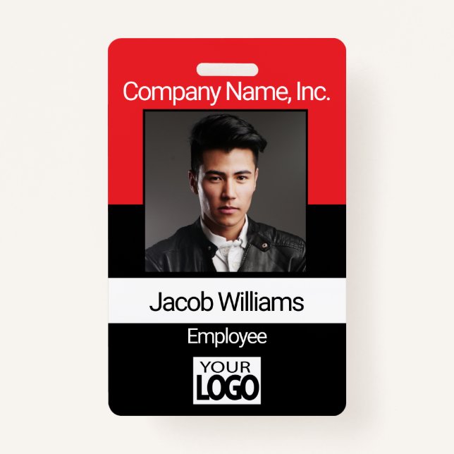 Badges d'image de l'employé de bureau - Noir / Rou (Devant)