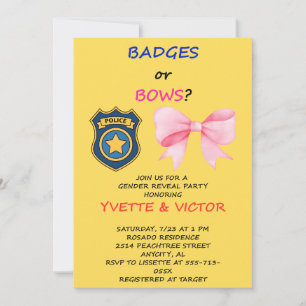 Badges or Bows Gender Reveal Invitation