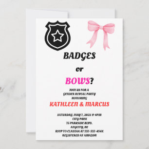 Badges or Bows Gender Reveal Invitation