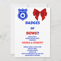 Badges or Bows Gender Reveal Invitation