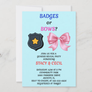 Badges or Bows Gender Reveal Invitation