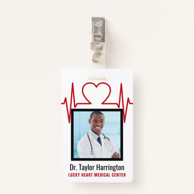 Badges photo et texte personnalisés Médicales (Devant avec clip)