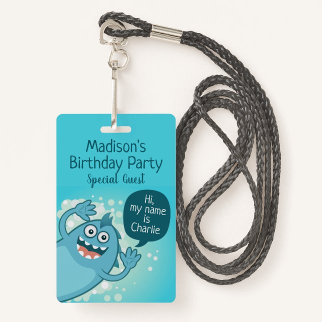 Badges texte personnalisé Monster pour enfants (Devant avec lanière)