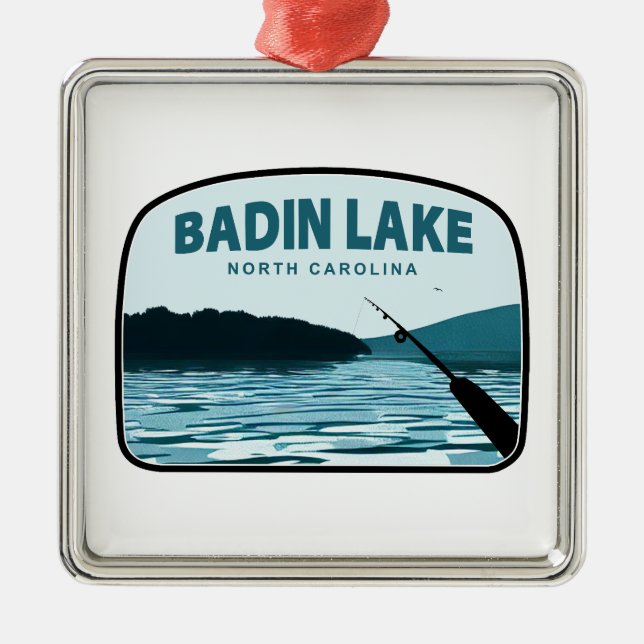 Badin Lake North Carolina Fishing Rod Metal Ornament (Front)