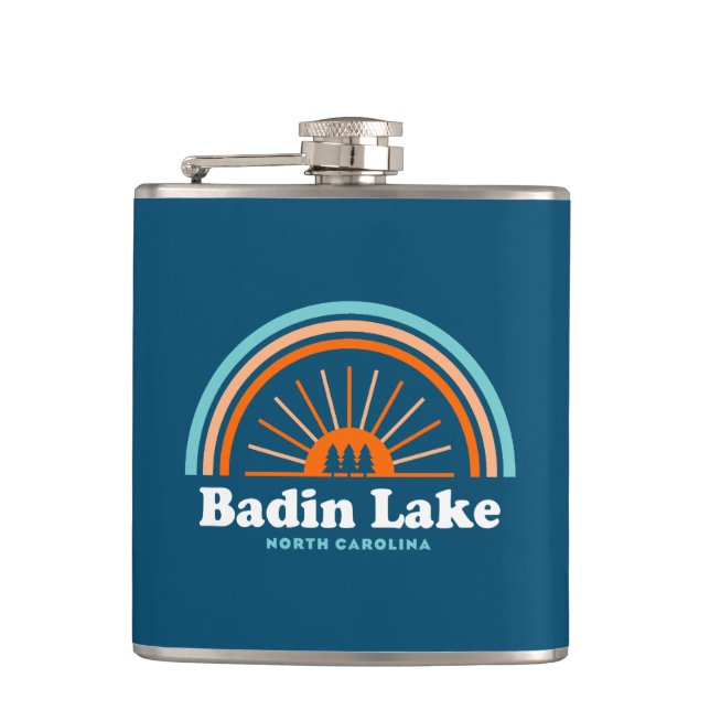 Badin Lake North Carolina Rainbow Hip Flask (Front)