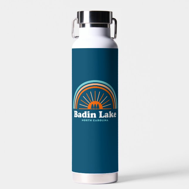 Badin Lake North Carolina Rainbow Water Bottle (Front)
