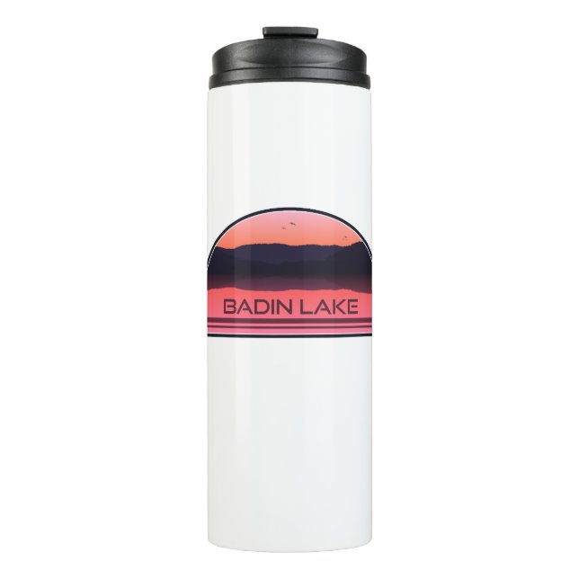 Badin Lake North Carolina Red Sunrise Thermal Tumbler (Front)