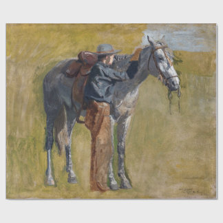 Badlands, Cowboy Horse Old West Thomas Eakins Wrapping Paper