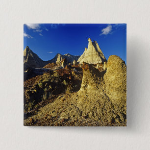 Badlands formations at Dinosaur Provincial Park 2 Inch Square Button