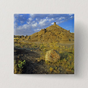 Badlands formations at Dinosaur Provincial Park 2 Inch Square Button