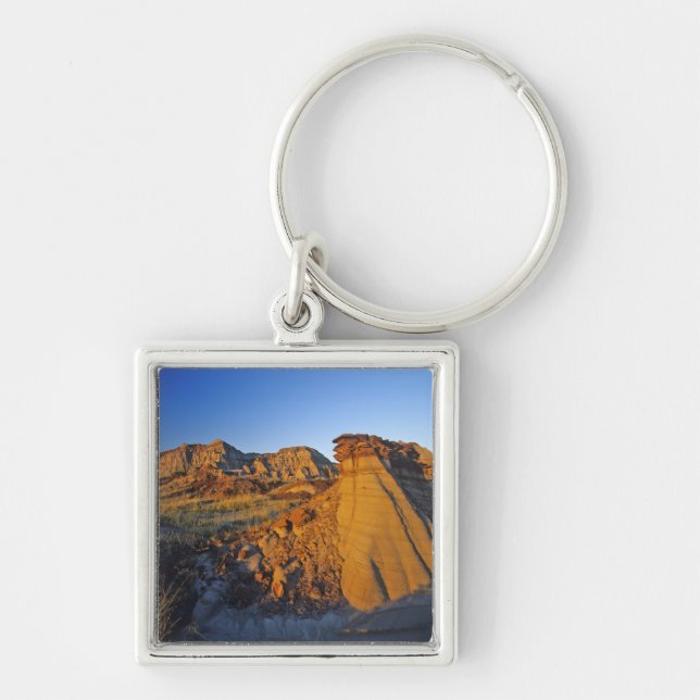Badlands formations at Dinosaur Provincial Park 3 Keychain (Front)