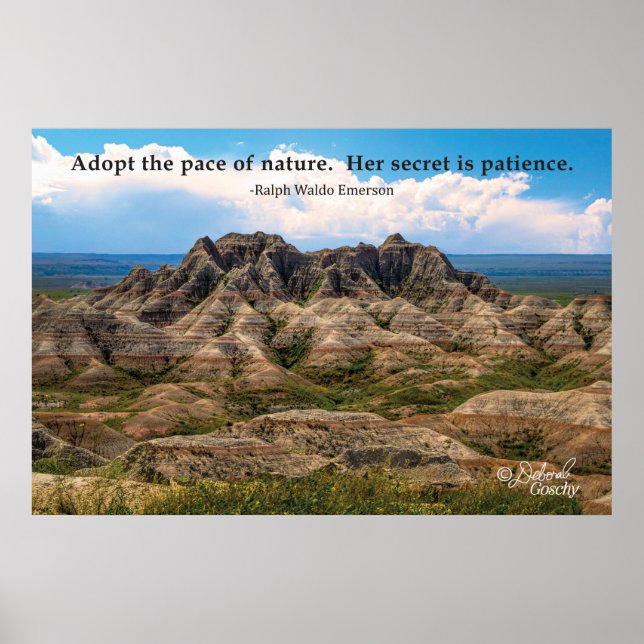 Badlands Landscape Poster with Quote (Front)