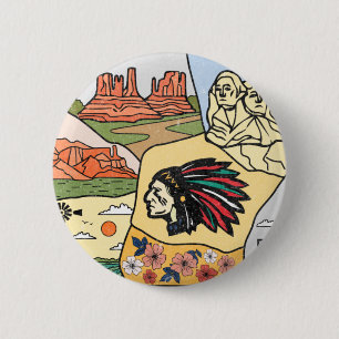 Badlands Mt Rushmore Black Hills South Dakota Map 2 Inch Round Button