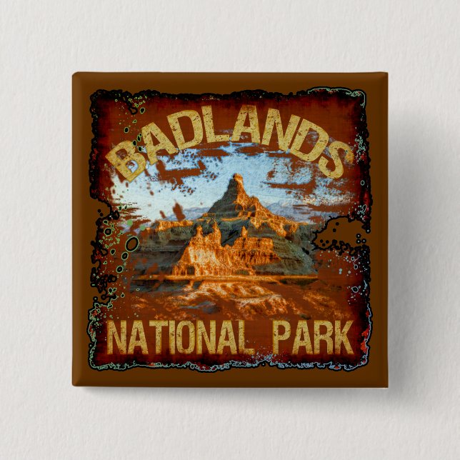 Badlands National Park 2 Inch Square Button (Front)