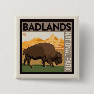 Badlands National Park Buffalo 2 Inch Square Button