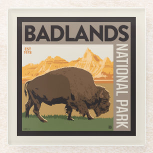 Badlands National Park   Buffalo Glass Coaster