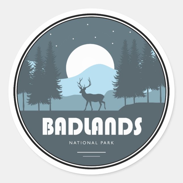 Badlands National Park Deer Classic Round Sticker (Front)