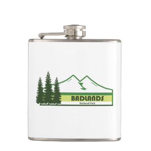 Badlands National Park Green Stripes Hip Flask