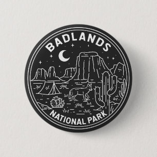 Badlands National Park Landscape Monoline  2 Inch Round Button