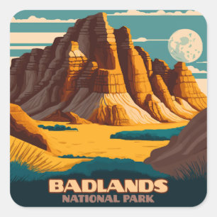 Badlands National Park Mountains Retro Square Sticker