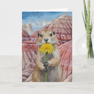 Badlands National Park Prairie Dog Watercolor Card