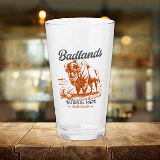 Badlands National Park Retro Bison Souvenir Glass