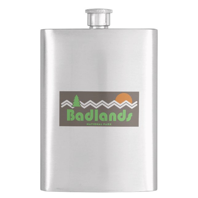 Badlands National Park Retro Hip Flask (Front)