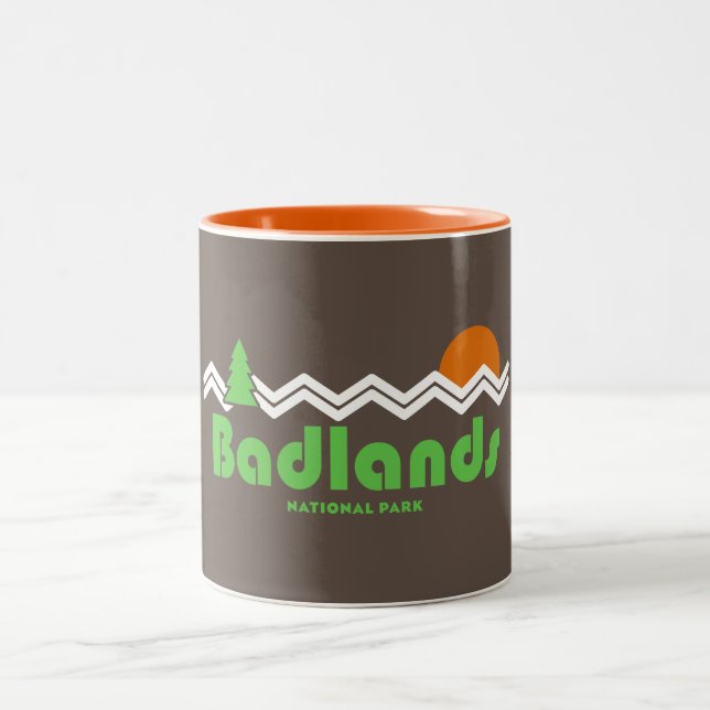 Badlands National Park Retro Two-Tone Coffee Mug (Center)