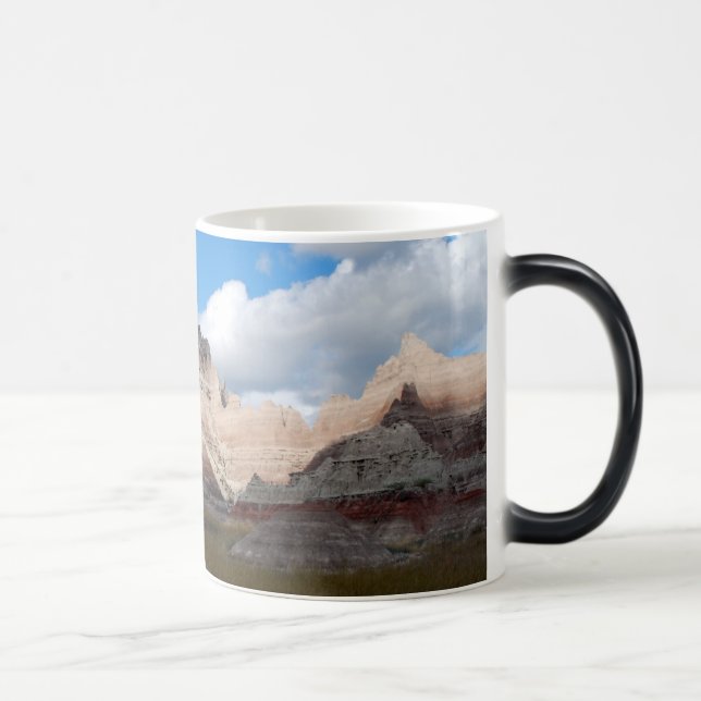 badlands national park scene deep blue cloudy sky magic mug (Right)