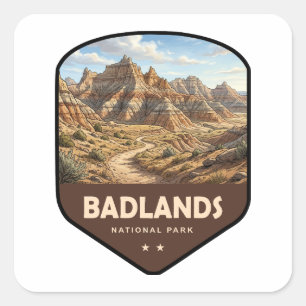 Badlands National Park Shield Square Sticker
