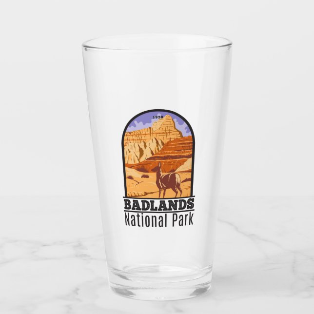Badlands National Park South Dakota Vintage Glass (Front)