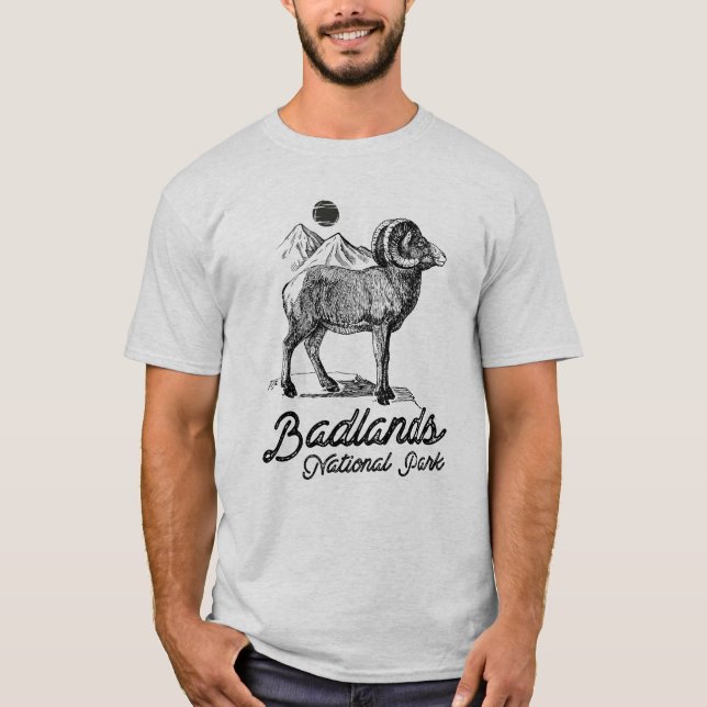 Badlands National Park with Bighorn Sheep T-Shirt (Front)